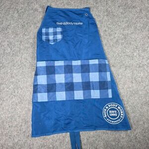 Bath & Body Works Apron Blue Gingham Checkered Logo Pocket Employee Uniform OS
